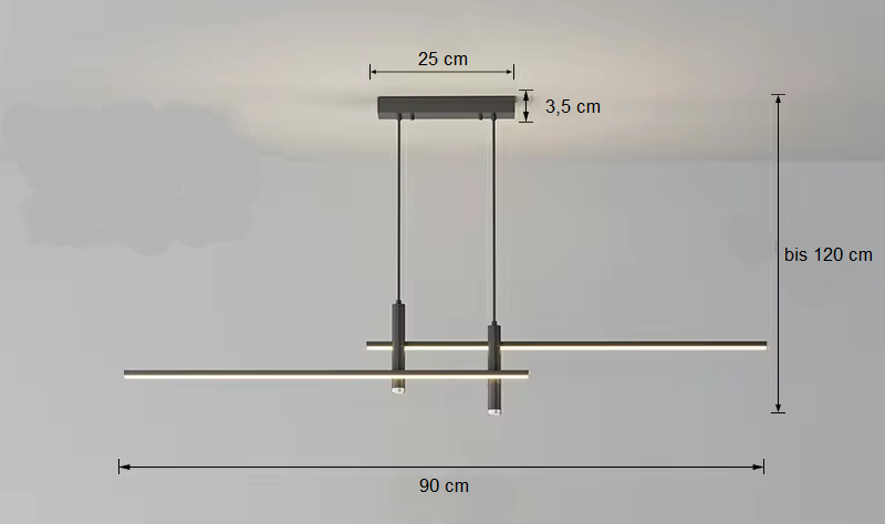 Milieuskizze Pendelleuchte 90cm